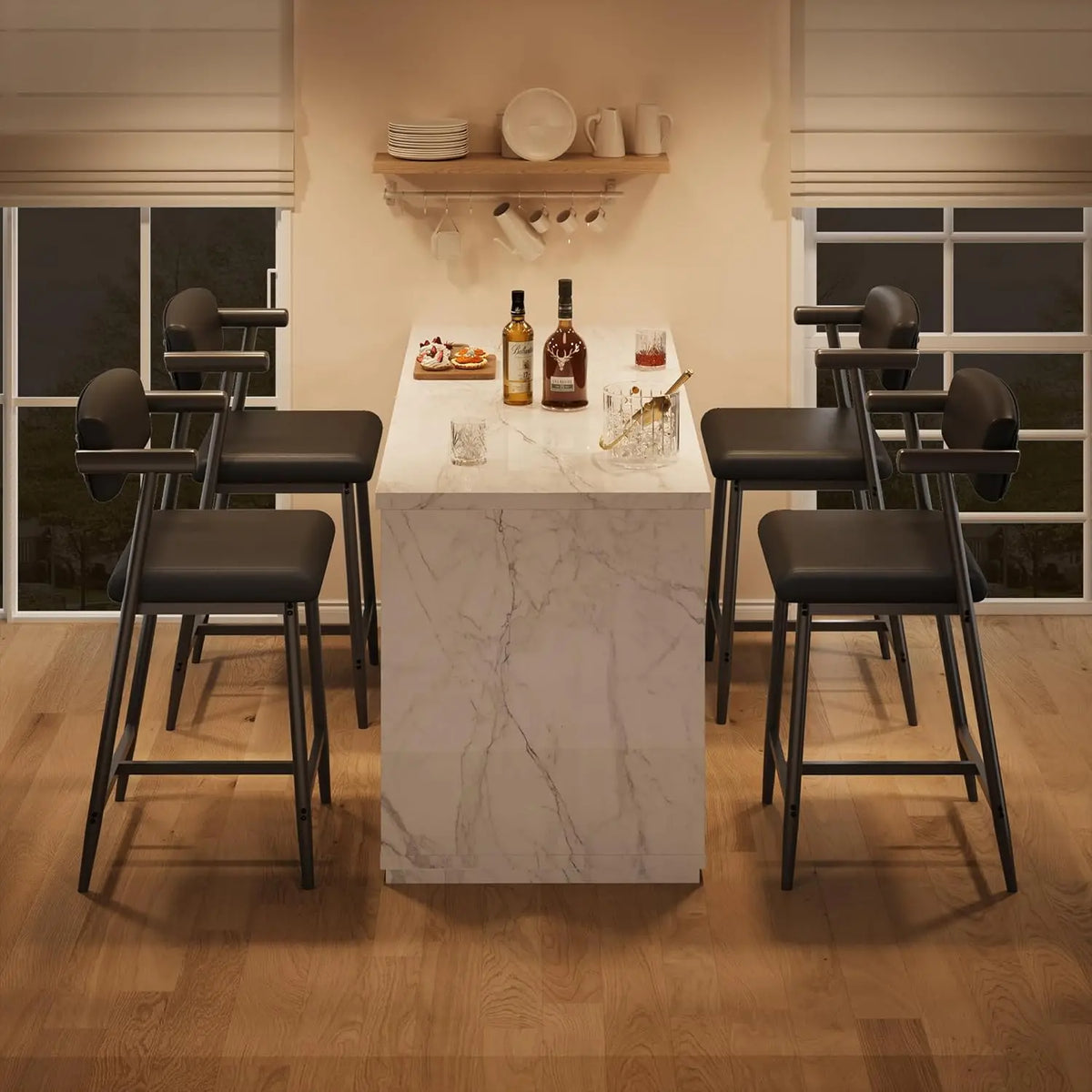 Twister CK Modern Bar Stools With Upholstered Seat And Footrest
