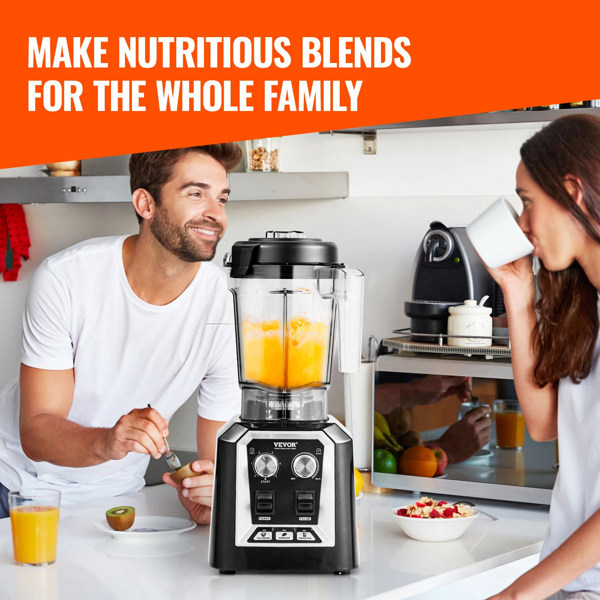 SucceBuy Smoothie Blender With Stainless Steel Blades For Home Kitchen