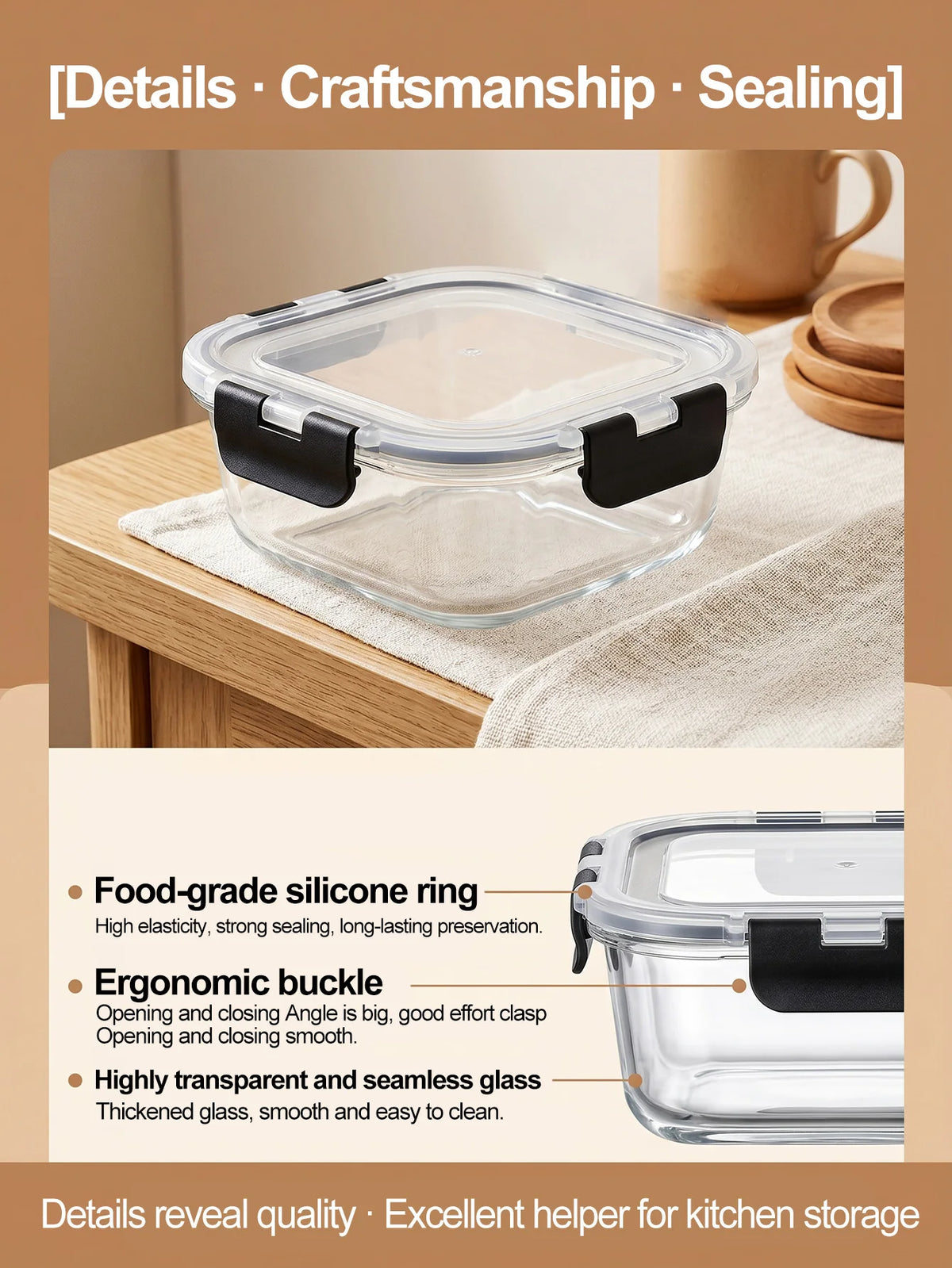 Borosilicate Glass Storage Container Kit With Secure Snap Lock Lids