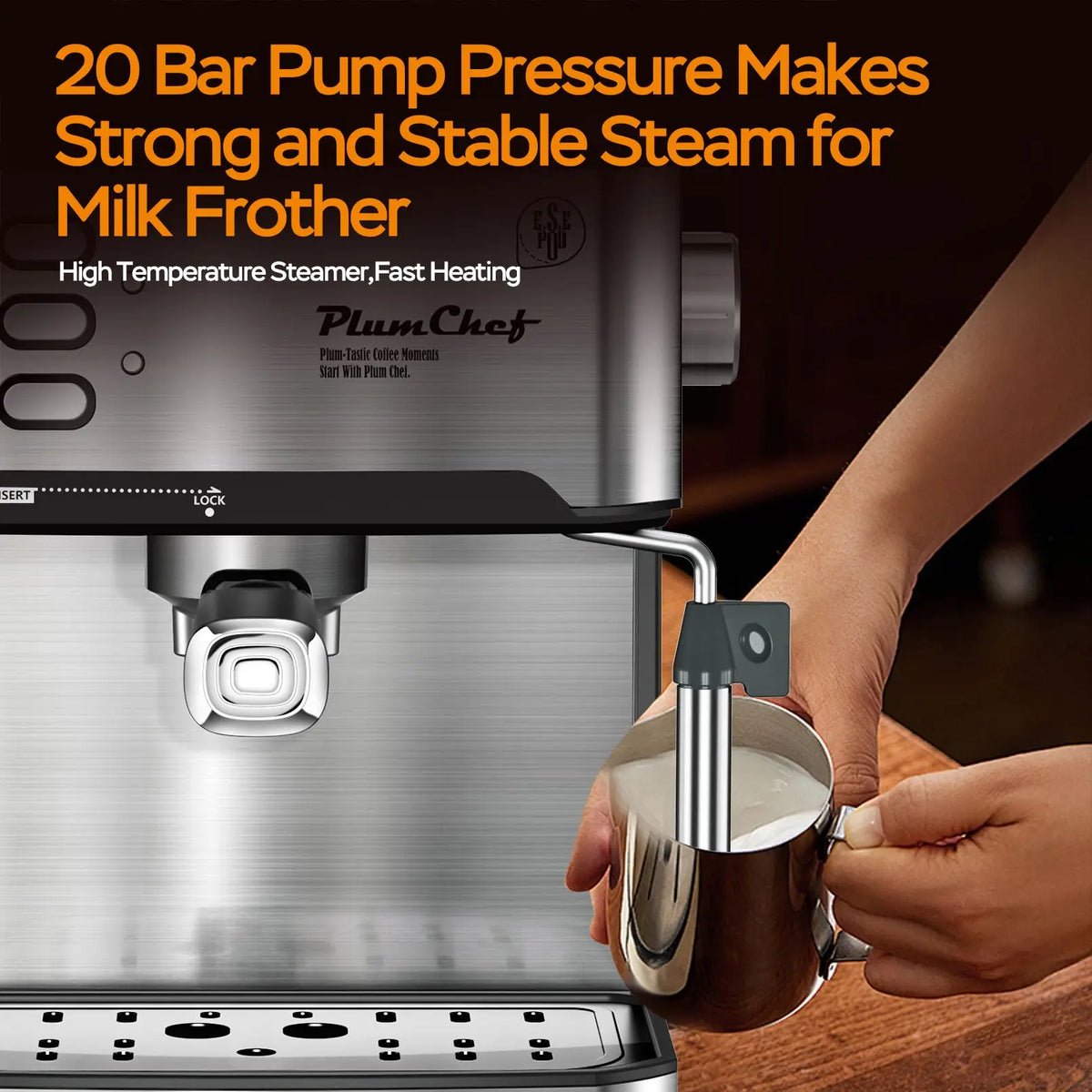 Espresso Machine 20 Bar Professional Compact Coffee Maker With Milk Frother