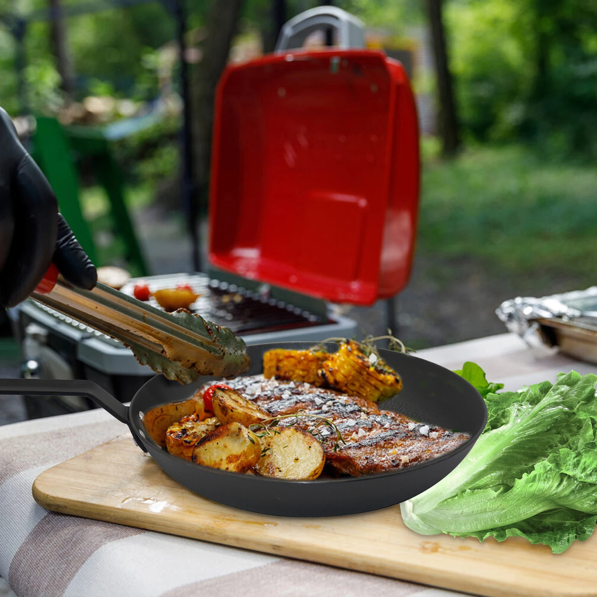 Hansmart Pre Seasoned Cast Iron Skillet With Removable Silicone Handle