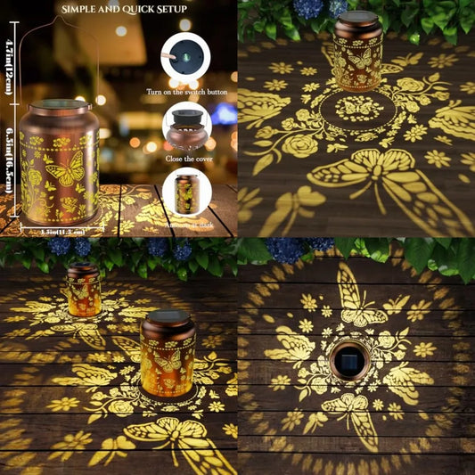 2 Pack Butterfly Solar Lanterns Waterproof Outdoor Garden Lights