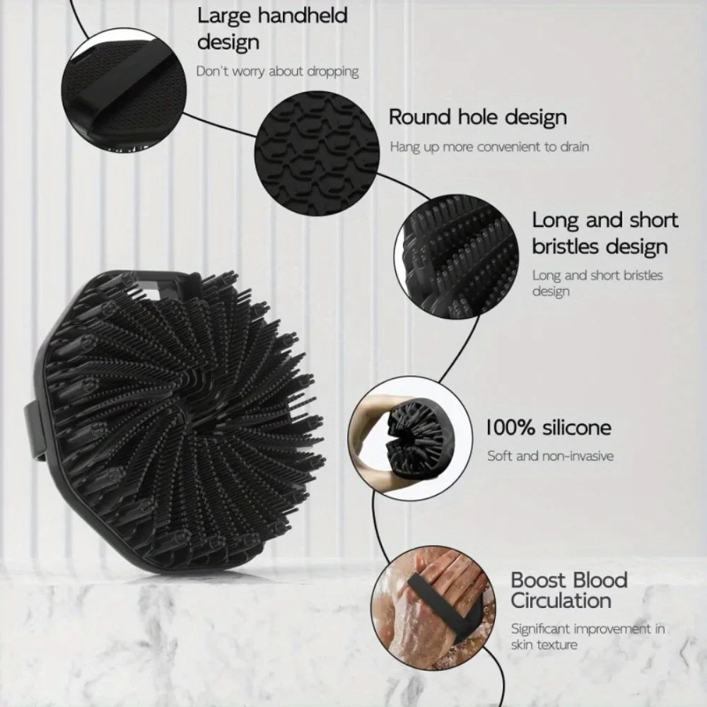 Soft Silicone Back Brush With Handle For Bath And Exfoliation