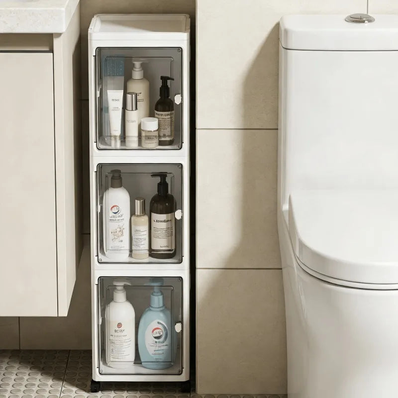 Slim Foldable Five Tier Bathroom Storage Cabinet Organizer