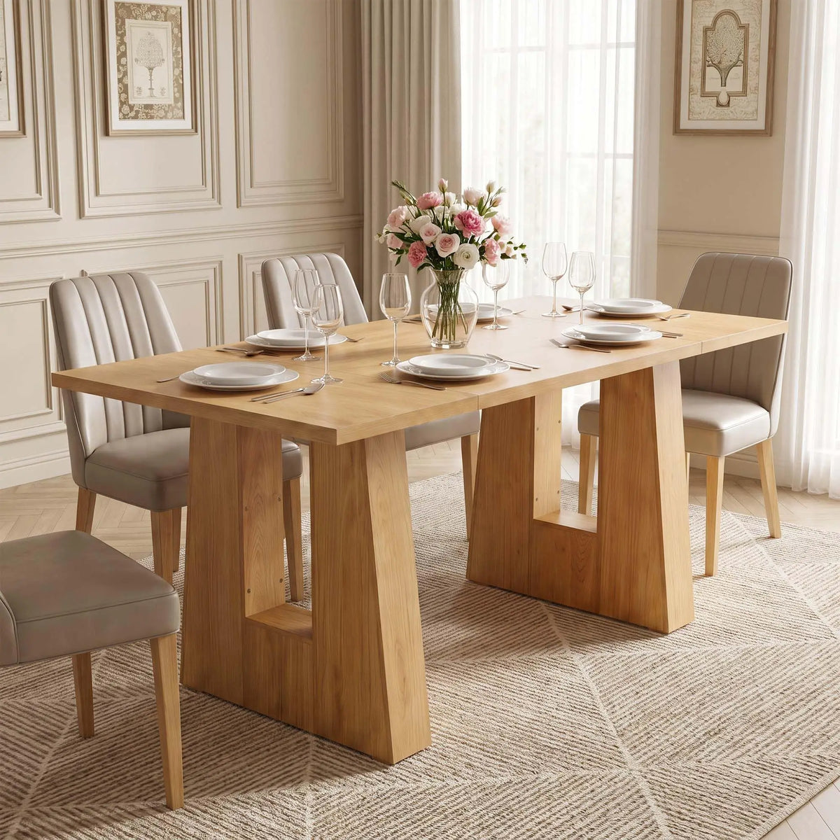 HiMISS Modern Mid Century Wooden Kitchen Dining Table