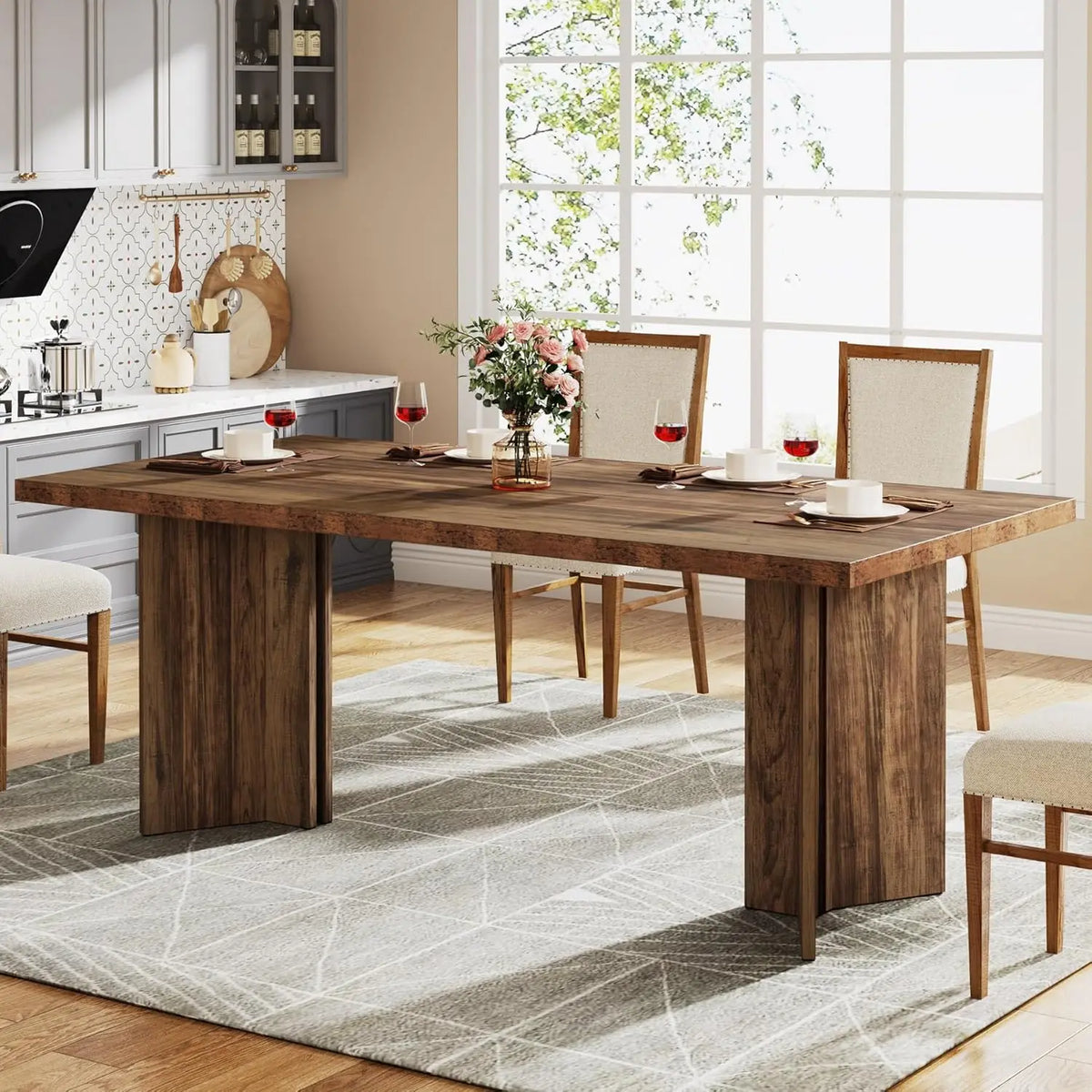 Tribesigns Modern Rectangular Wooden Dining Table for Kitchen Use