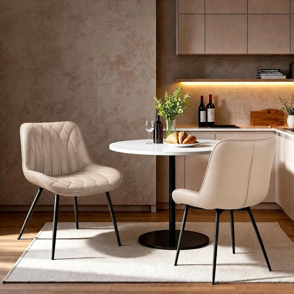 HiMISS Upholstered Faux Leather Dining Chairs Set Of Two