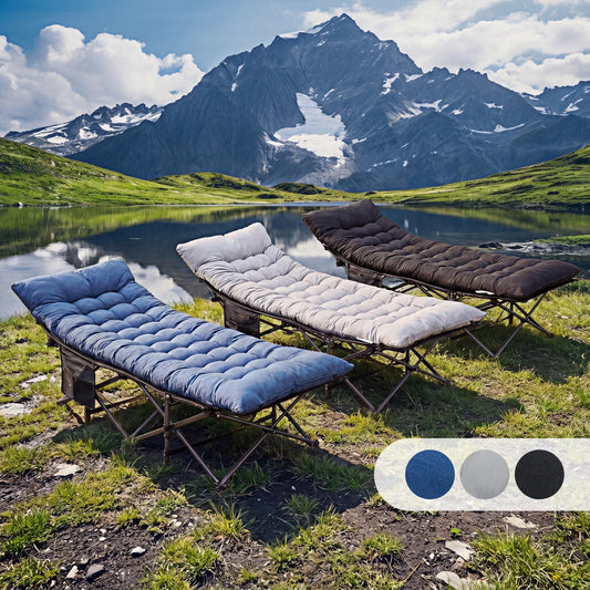 JHK Portable Folding Camping Cot With Thick Cushion And Storage