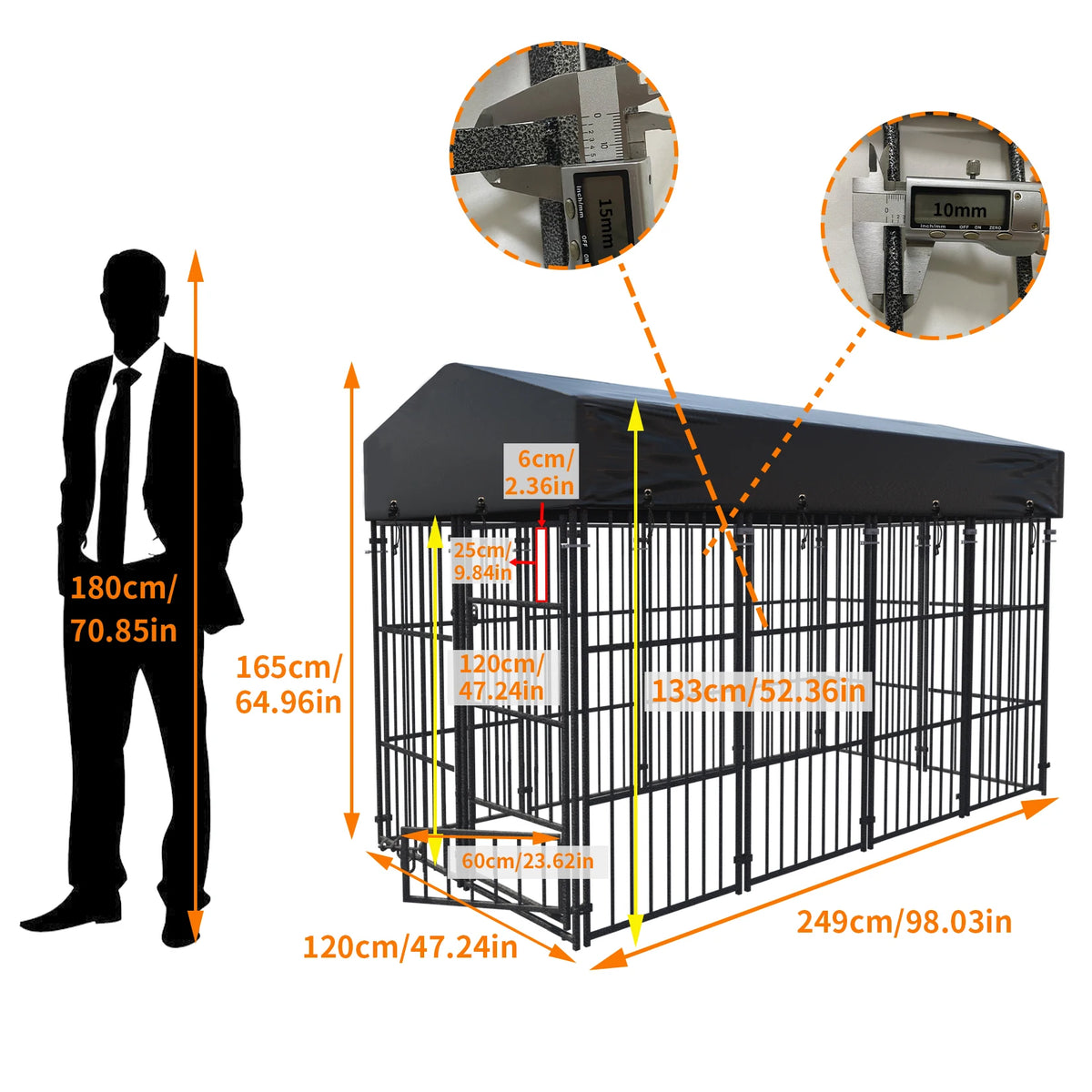 Durable Metal Outdoor Dog Kennel With Roof Shelter For Animals