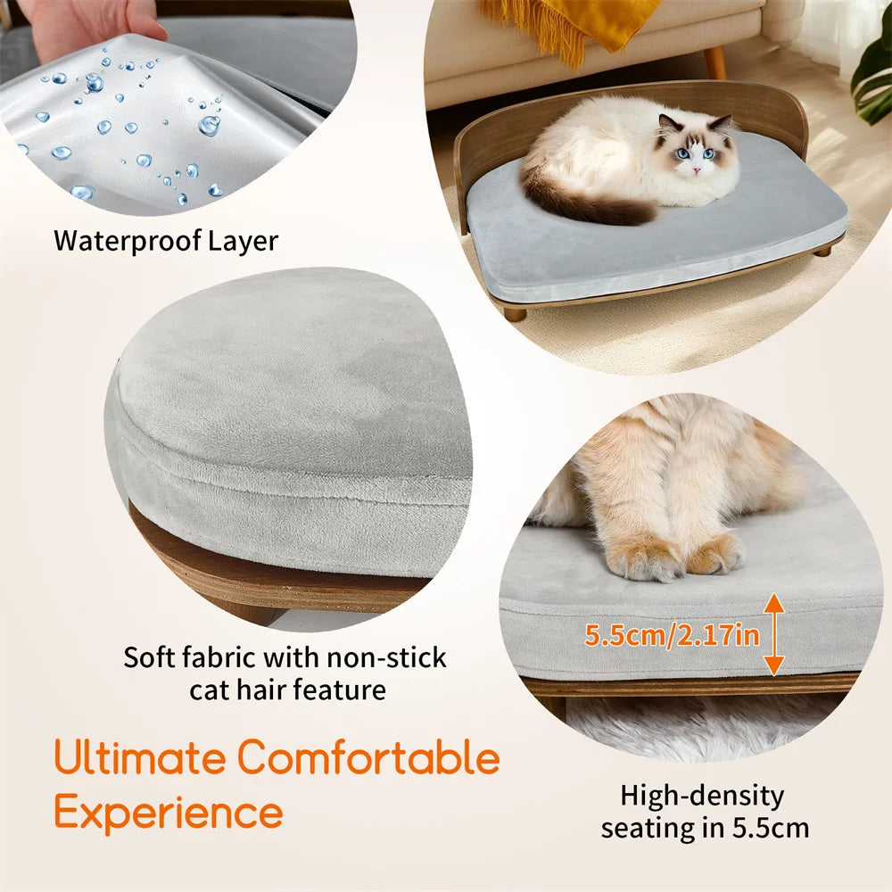 Borwart Elevated Wood Pet Sofa With Cushion For Pets