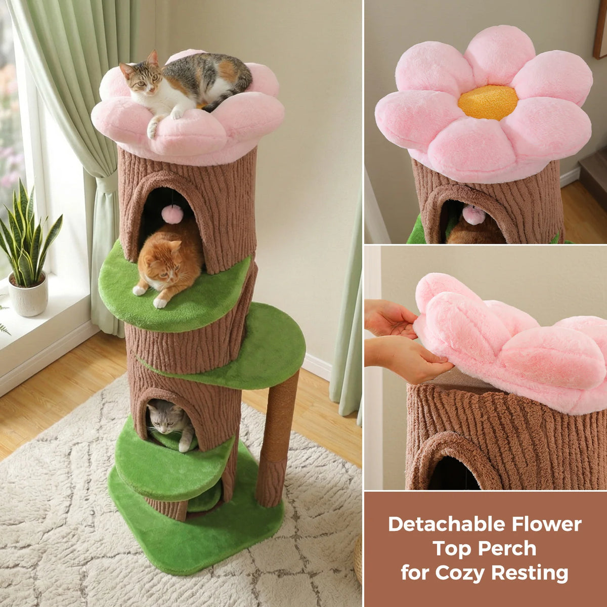 P Indoor Cat Tower With Spacious Condos And Scratching Posts