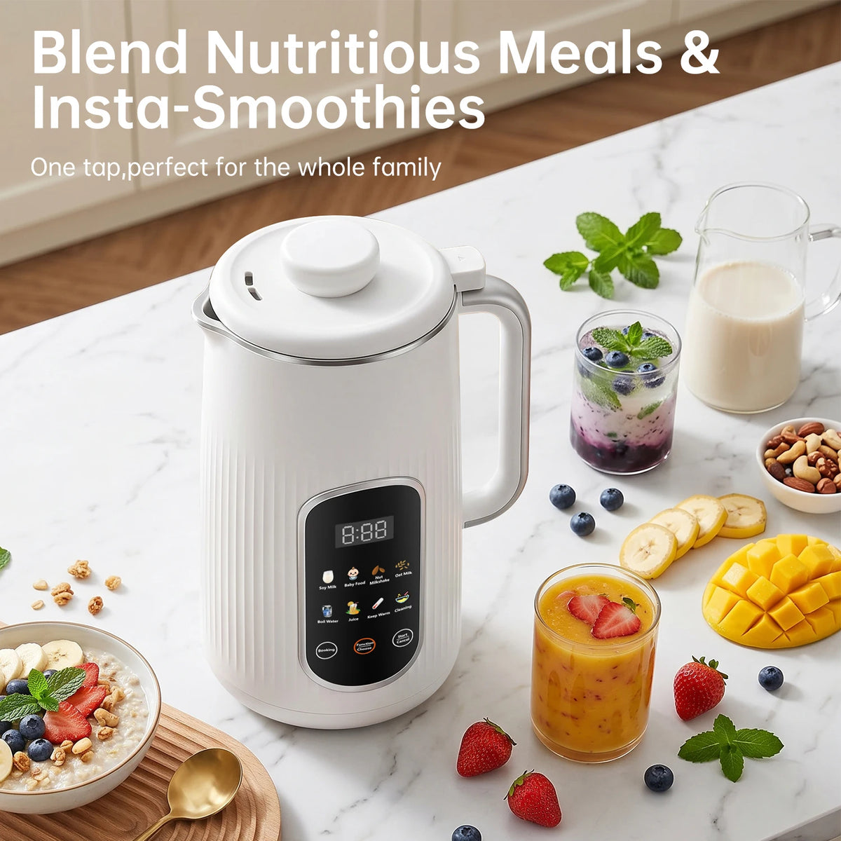 Stainless Steel 8in1 Nut Milk Maker With Self Cleaning