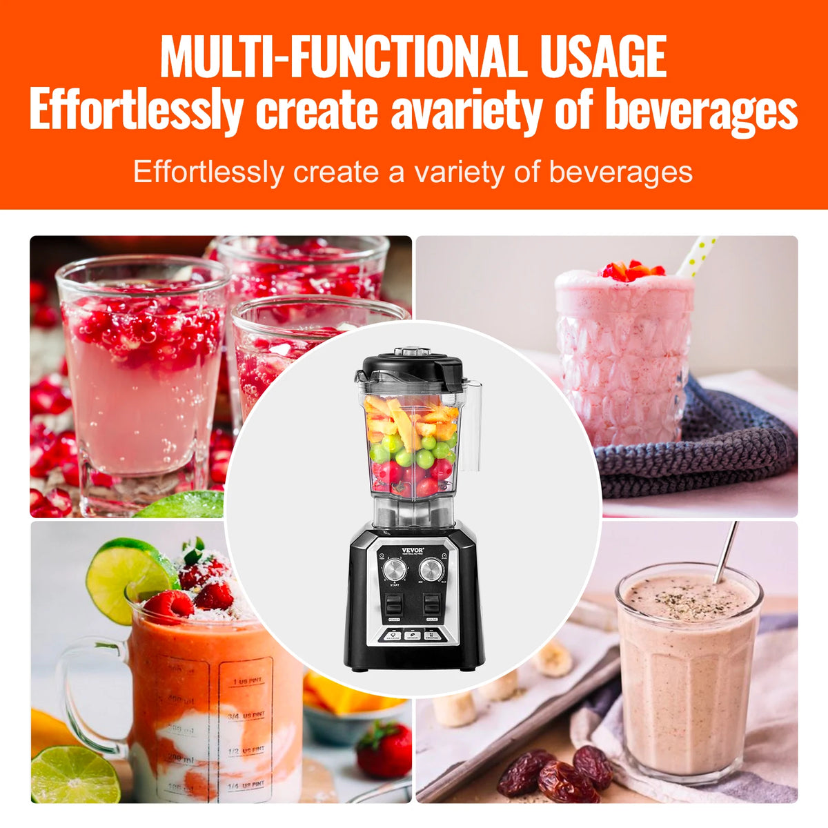 SucceBuy Smoothie Blender With Stainless Steel Blades For Home Kitchen