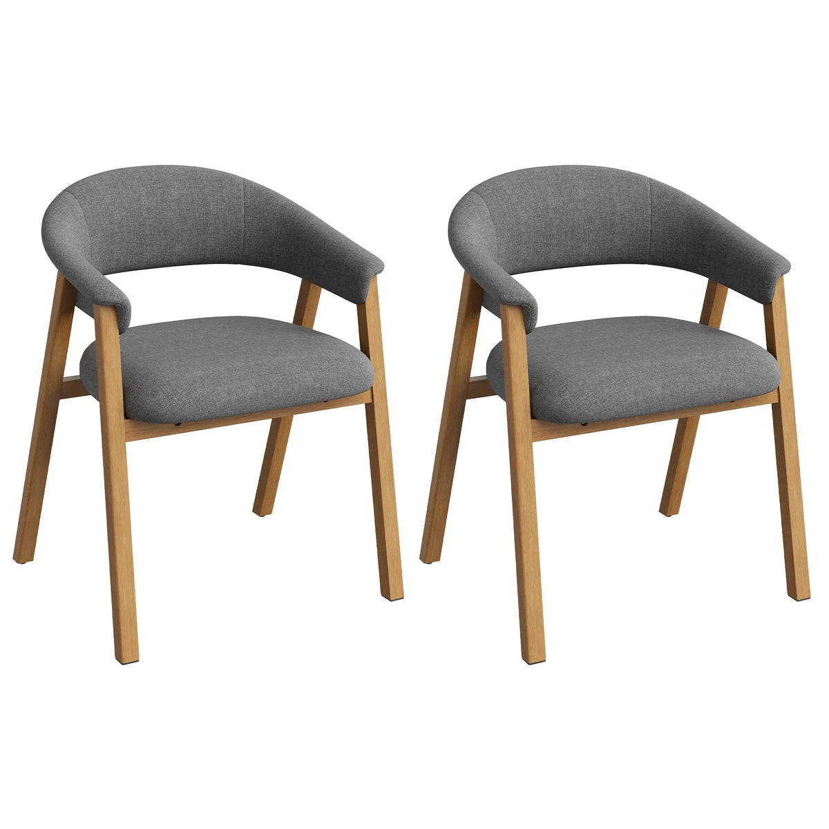 HiMISS Modern Linen Upholstered Barrel Dining Chairs With Arms