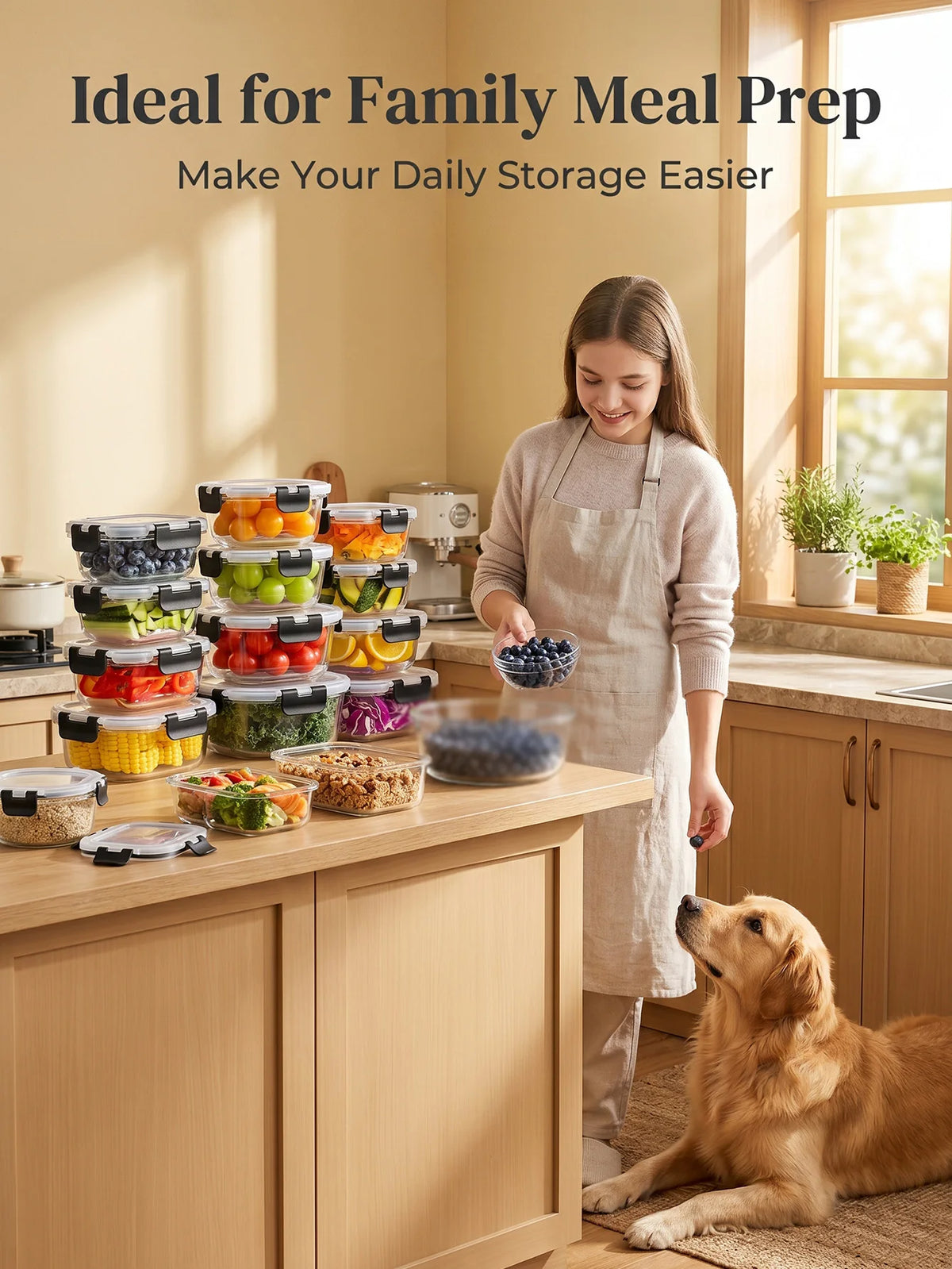 Borosilicate Glass Storage Container Kit With Secure Snap Lock Lids