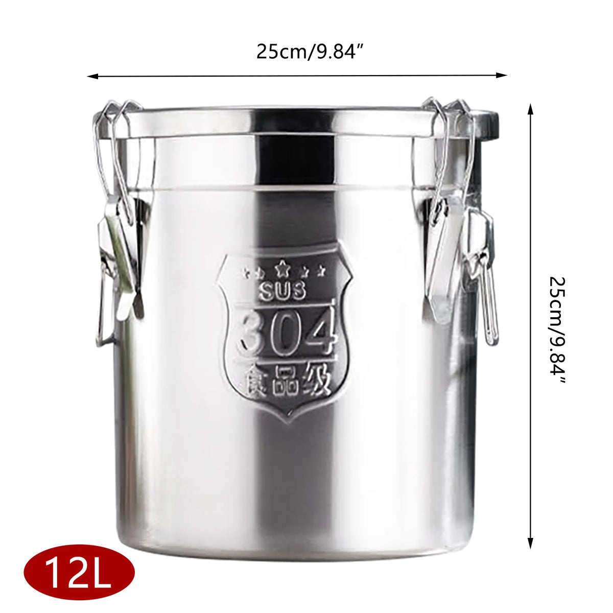 Stainless Steel Airtight Rice Storage Canister With Locking Clamp