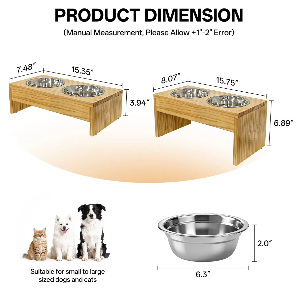 Wooden Elevated Dog Feeder With Stainless Steel Double Bowls