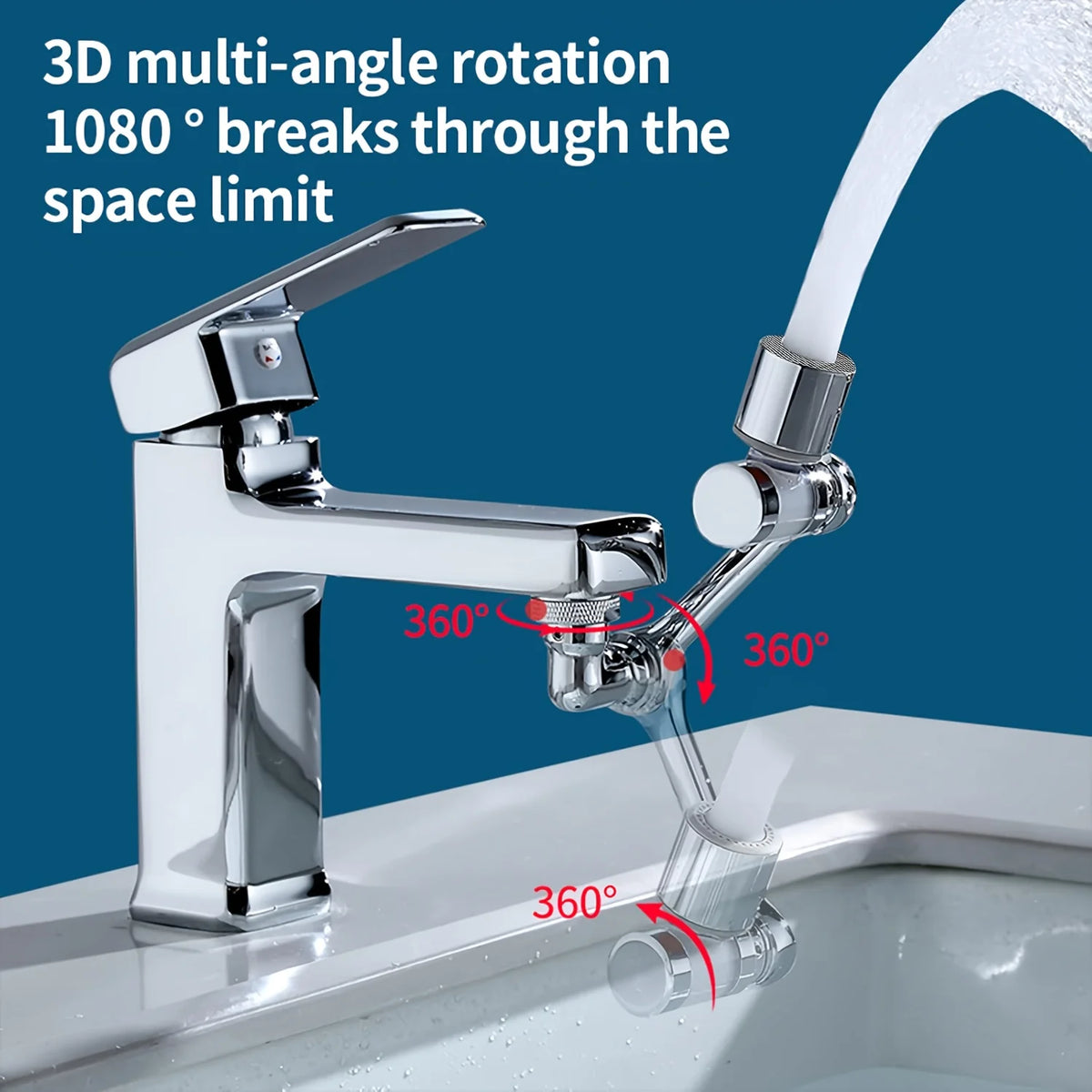 360 Degree Rotate Bathroom Sink Faucet With Spray Function