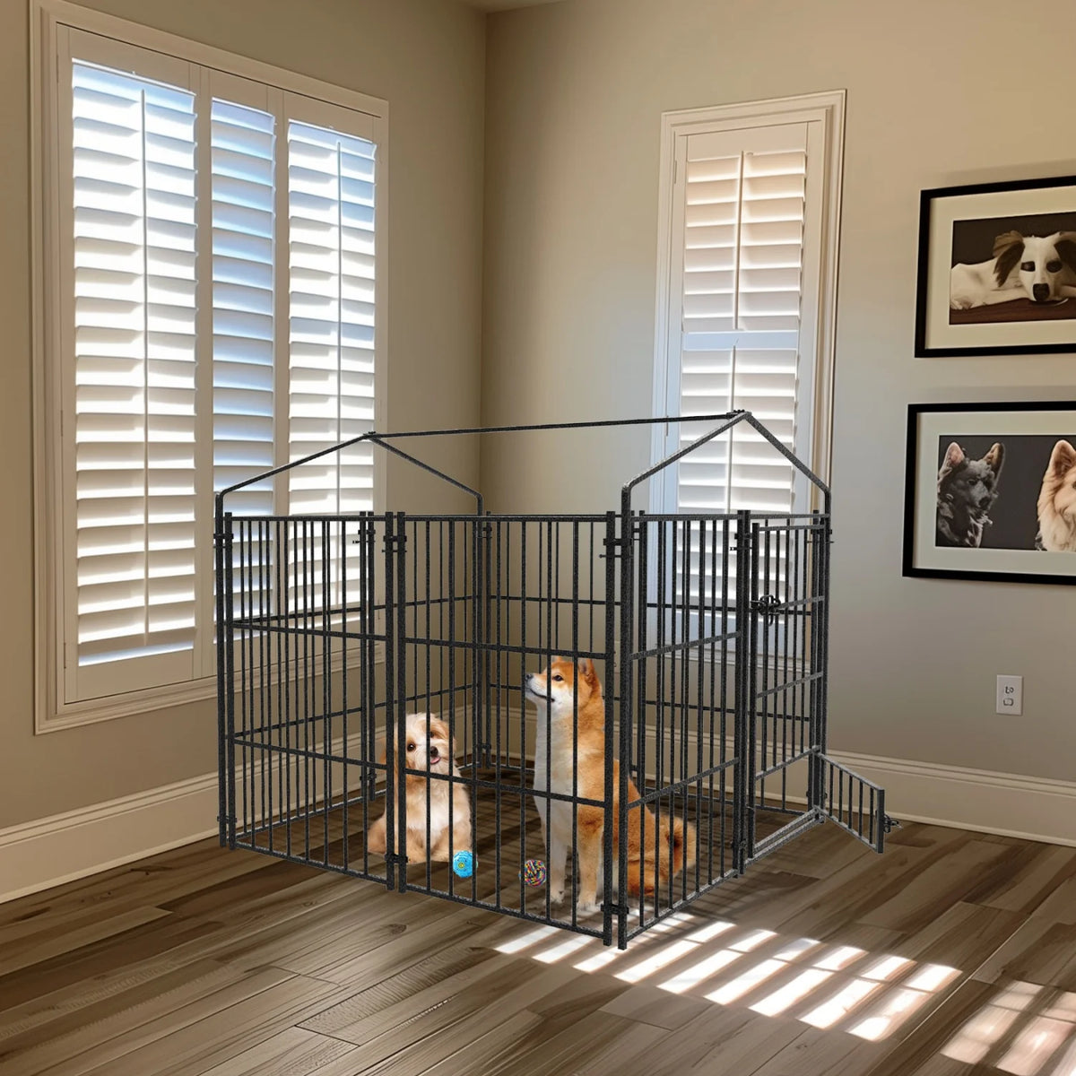 Durable Metal Outdoor Dog Kennel With Roof Shelter For Animals