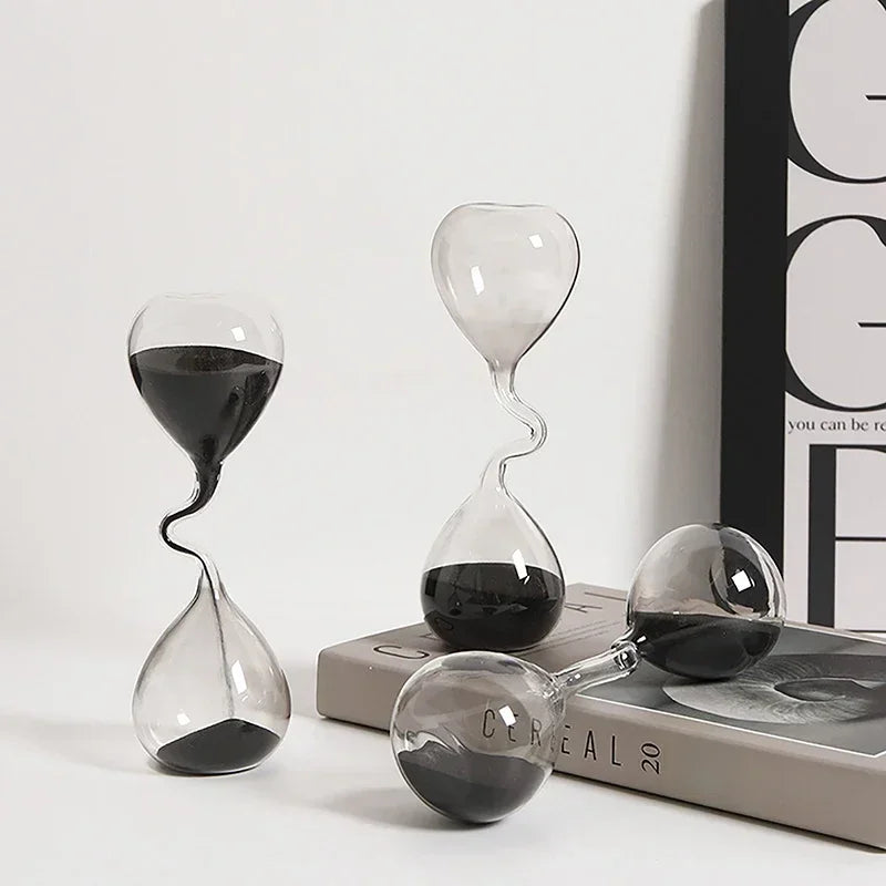 Modern Hand Blown Glass Hourglass Timer Table Decor