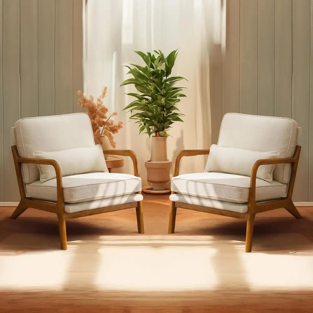 Set Of Two Contemporary Upholstered Accent Lounge Chairs