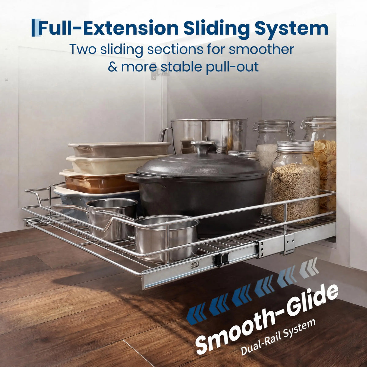 HiMISS Stainless Steel Pull Out Cabinet Organizer For Kitchen