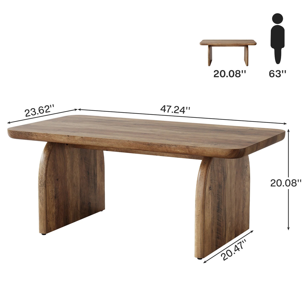 Tribesigns Farmhouse Rectangular Wooden Coffee Table With Sturdy Frame