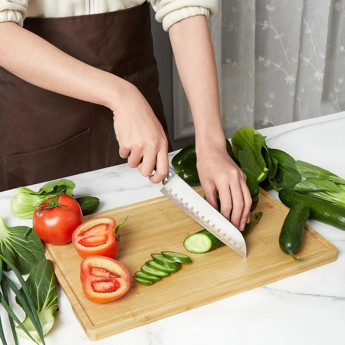 HiMISS Bamboo Cutting Board Set Of 3 With Deep Juice Grooves