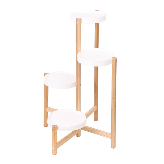 Wisfor 4-Tier Bamboo Plant Display Shelf Stand For Home Decor