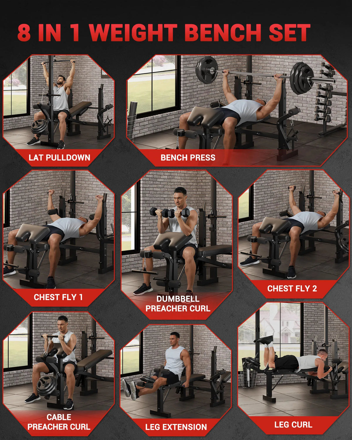 HiMISS Adjustable Weight Bench With Leg Developer Foldable Home Gym