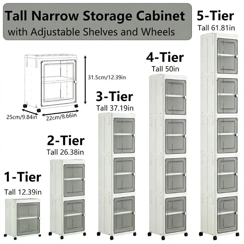 Slim Foldable Five Tier Bathroom Storage Cabinet Organizer