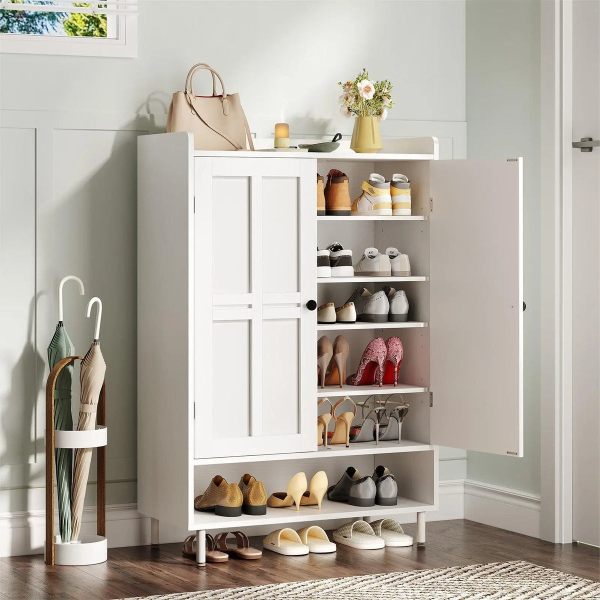 ONBRILL Six Tier Shoe Storage Cabinet With Adjustable Shelves
