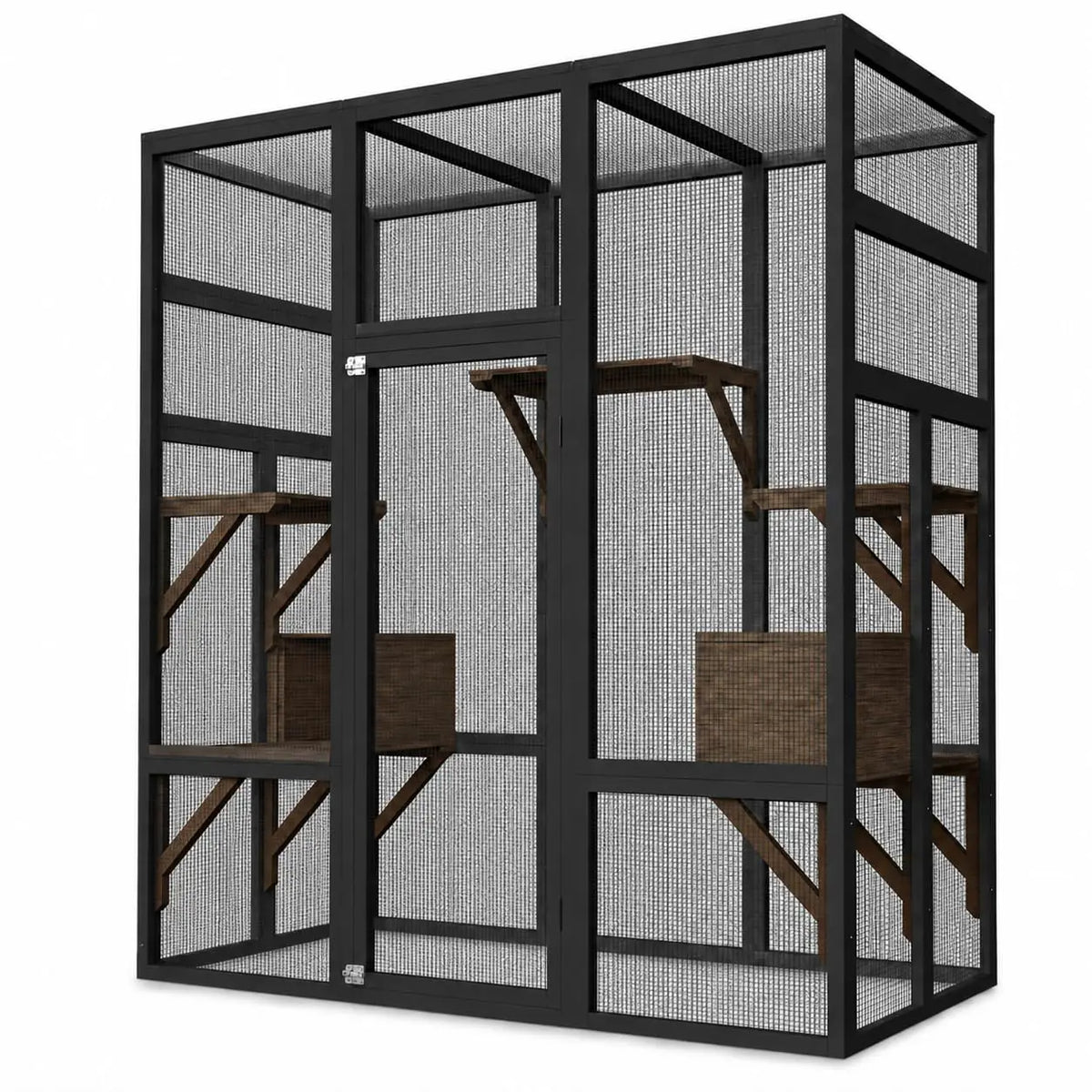 HiMiss Outdoor Catio Cat Enclosure Wooden Platform Rest Box