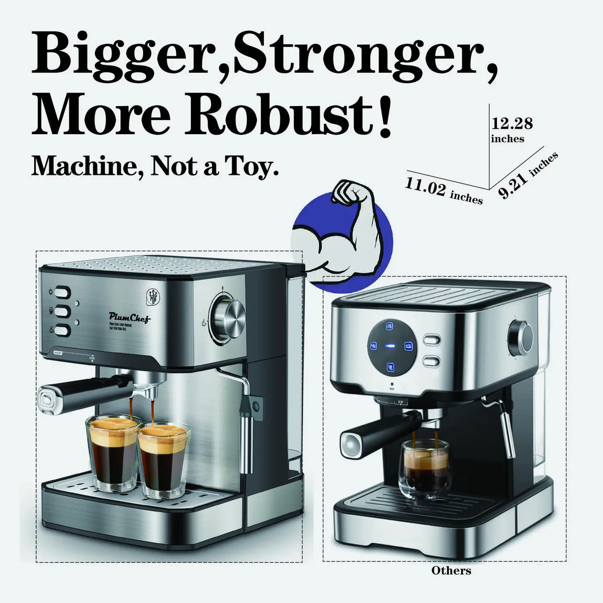 Espresso Machine 20 Bar Professional Compact Coffee Maker With Milk Frother